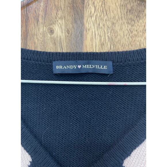 Brandy Melville Women's Multicolor Argyle Button Front V Neck Sweater Size - Picture 8 of 8